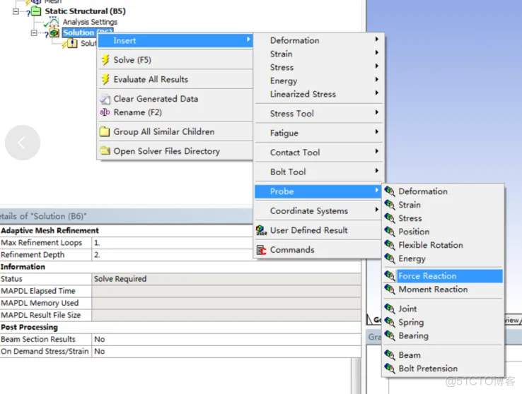 WORKBENCH中查看support的受力、装配体接触面受力的方法_ansys workbench_02